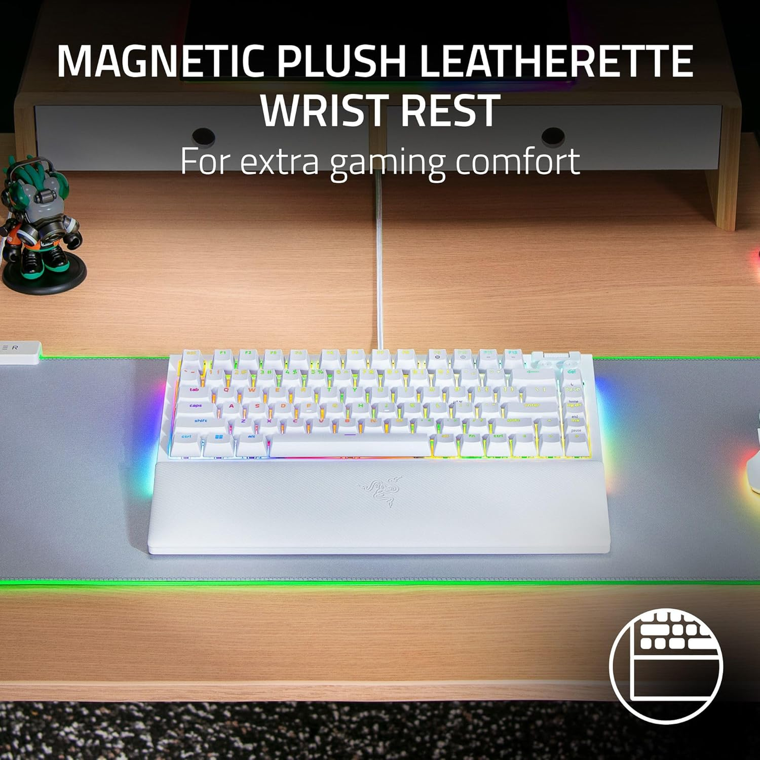 Razer BlackWidow V4 75% Mechanical Hot-swappable Compact & Durable Chroma MF Roller & Media Keys Wrist Rest Orange Tactile Switches - White Razer BlackWidow V4 75% Mechanical Hot-swappable Compact & Durable Chroma MF Roller & Media Keys Wrist Rest Orange Tactile Switches - White